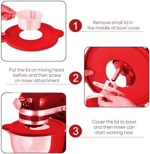 Glass Bowl Compatible With KITCHENAID Stand Mixer,5QT,With Red Lid Compatible with Artisan 5KSM125, 5KSM150, 5KSM175, 5KSM7580, KSM150, RRK150 and More Models for Simple Attachment