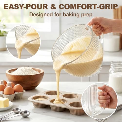 HOZODO Glass Mixer Bowl for KitchenAid 4.5 & 5-Qt Tilt-Head Stand Mixers