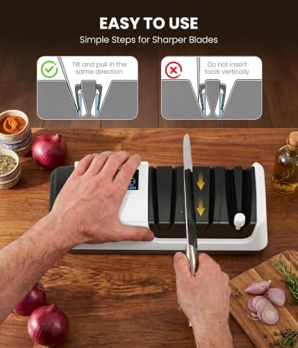 Newise Electric Knife Sharpener for Kitchen Knives, 3-Stage, White
