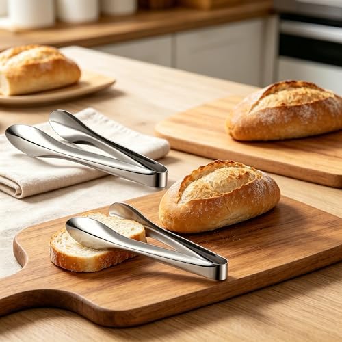 4 Pack Silver Polished Serving Tongs 6 Inch