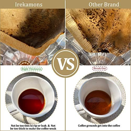 #4 Cone Coffee Filter 8-12 cup, Unbleached Natural Paper, No Blowout, Disposable for Pour Over and Drip Coffee Maker, 100 Count
