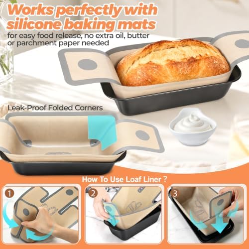 HOTEC 4 PCS Bread Loaf Pan with Liner Bread Pans for Homemade Bread