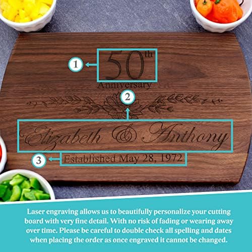 Personalized Cutting Board - 4 Sizes Engraved Charcuterie Board- Anniversary or Gift for Mothers, Anniversary Present for Parents Laser Engraved Custom Unique Keepsake