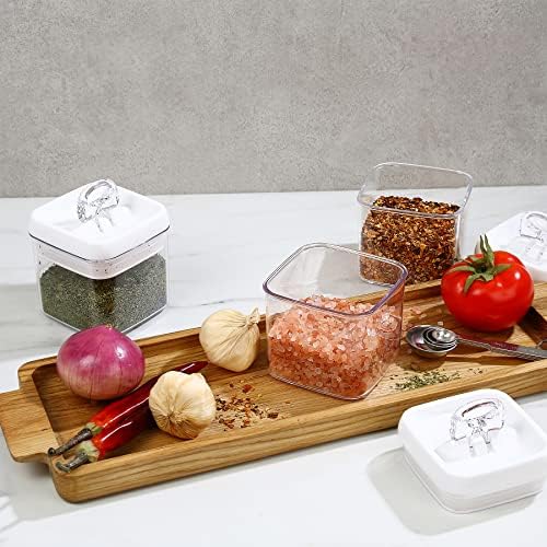 Felli Flip Tite Storage Container with 4 Inch Lid SQUARE & RECTANGLE, Air Tight Ring Seal Top Clear Acrylic Canister Jar, Spice Pasta Cereal Snack Pantry Organizer, Gift Set for Women (10pk, Variety)