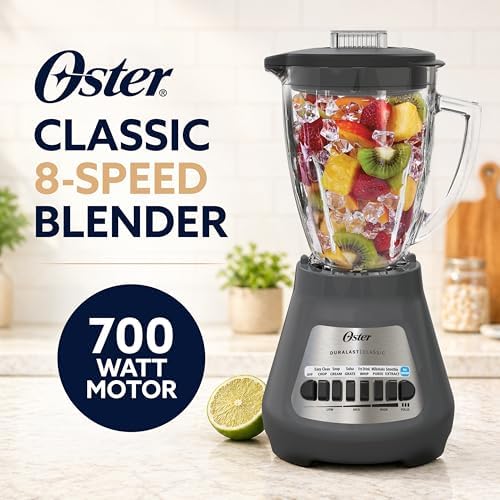 Oster® Classic Series 8-Speed Blender with 6-Cup Glass Jar, Gray