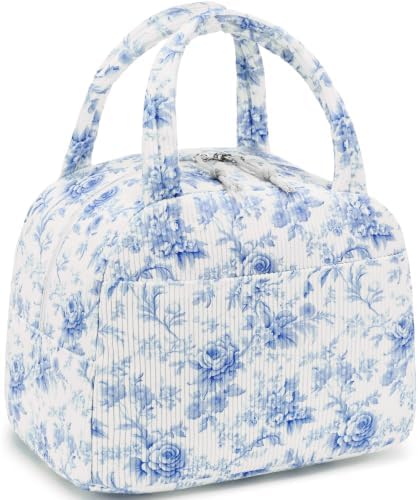 Bluboon Lunch Bag for Women Cute Corduroy Lunch Tote Bags with Shoulder Strap Reusable Insulated Lunch Box Large Capacity Reusable Insulated Cooler for Work Picnic or Travel