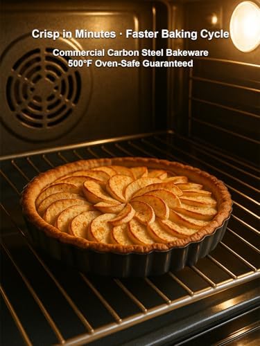 9 Inch Quiche Pans 2 Pack. Removable Bottom, Non-Stick Coating, Rugged Carbon Steel Baking Dish for Tart Quiche Pie. Metal Mold Gift for Women Wife Christmas Thanksgiving Party Festival Family