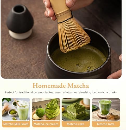 Matcha Whisk 100-Prong Bamboo Whisk for Matcha Powder Handcrafted Traditional Japanese Chasen Matcha Stirrer for Iced Matcha Summer Drinks Gift for Tea Lovers