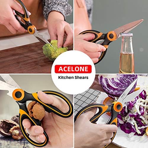 Acelone Kitchen Shears,Premium Heavy Duty Shears Ultra Sharp Stainless Steel Multi-function Kitchen Scissors for Chicken/Poultry/Fish/Meat/Vegetables/Herbs/BBQ… (Pack of 2)