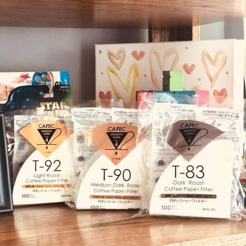 CAFEC Specialty Coffee Paper by Roast Type (Medium Roast (CUP 4)) V60 02 style universal 1 to 4 cup Disposable Coffee Filter for Pour Over Dripper brewing MC4-100W