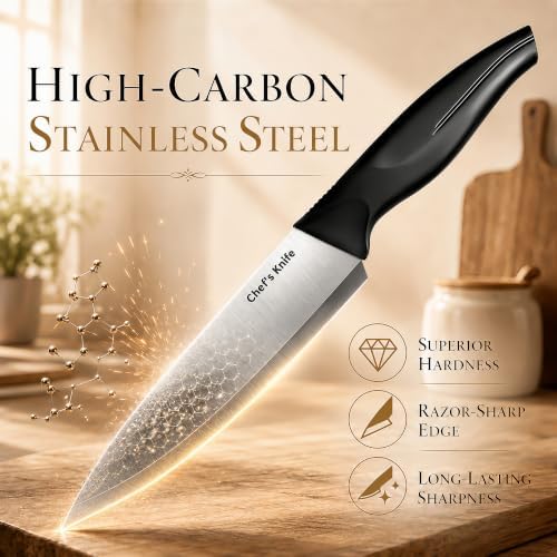 14 Pieces Kitchen Knife Set with Block, German Stainless Steel, BlackSilver