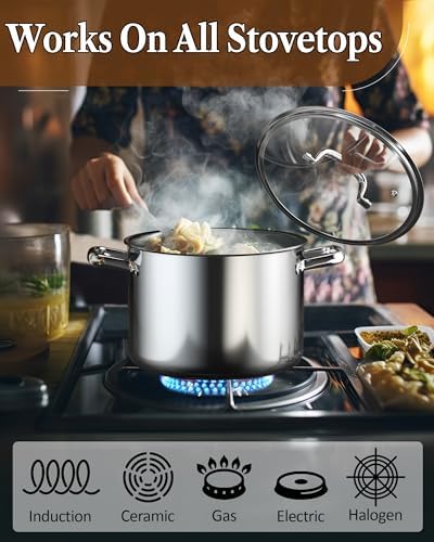 Cook N Home 8 Quart Tri-Ply Clad Stainless Steel Stockpot with Lid