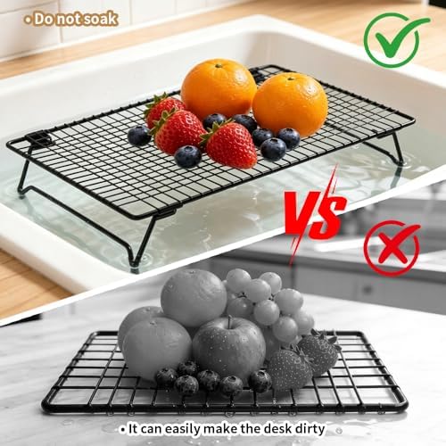Cooling Racks For Cooking And Baking 3-Piece（13.3 x 9.3 Inch）Set Includes 120 Baking Mats Comes With A Folding rack Suitable For Cookies, Cakes, Pizza, Bread