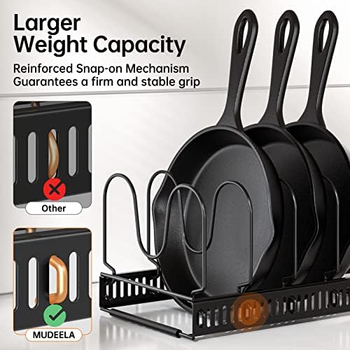 MUDEELA Expandable Pot Pan Lid Organizers inside Cabinet, 10 Divider-Black
