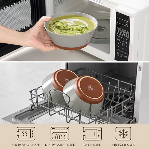 MALACASA Soup Bowls, Ceramic Salad Bowls Set of 4, 36oz Ceramic Bowls