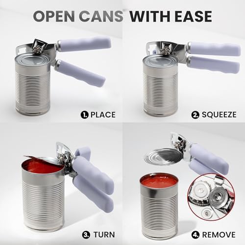Zulay Kitchen Manual Can Opener Heavy Duty Patented Stainless Steel, Lilac