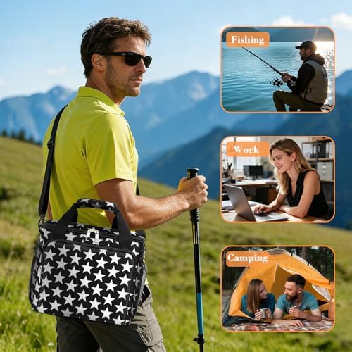 Coobiiya Insulated Lunch Box for Men & Women, Leakproof Lunch Bag Cooler Bag with 4 Pockets,Heavy Duty Lunch Bags Men Cooler Bags for Camping, Travel, Work Kayaking & Beach