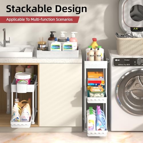 Sevenblue 4-Pack 2-Tier Under Sink Organizer with Pull Out Drawers