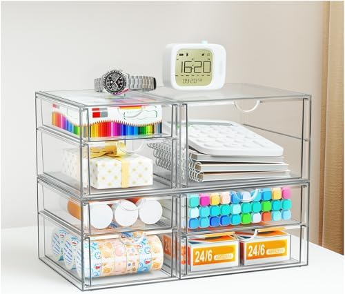 Stackable Storage Drawers, Acrylic Organizers,7 Drawers