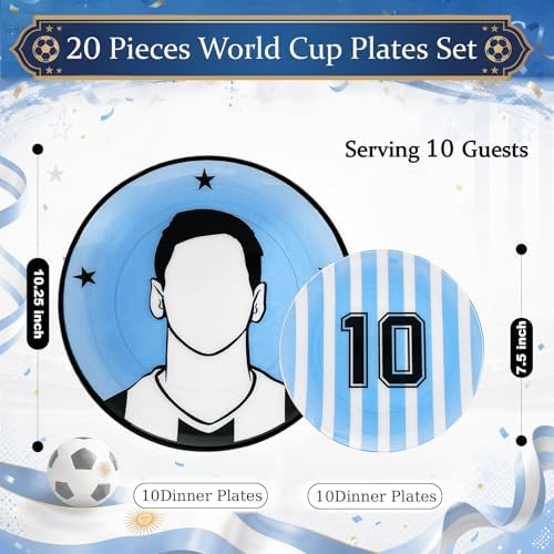 I00000 20Pcs Blue Plastic Soccer Plates, Disposable Plates for Soccer Party