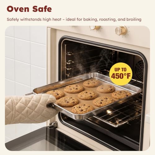 𝟒𝟏%𝟎𝐟𝐟 Baking Sheet Set of 3: Stainless Steel Cookie Sheets for Baking