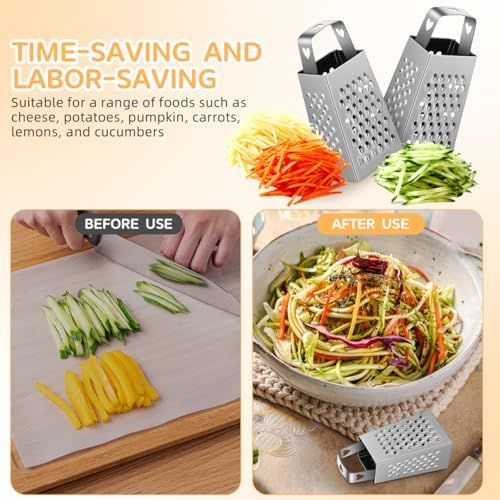 ABOOFAN 6Pcs Mini Box Graters, 4-Sided Stainless Steel Cheese Grater & Zester for Ginger, Garlic and Spices, Portable Small Kitchen Gadgets