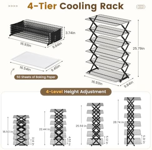 6 Tier Collapsible Cooling Rack for Baking Cookies Bread Barbecue