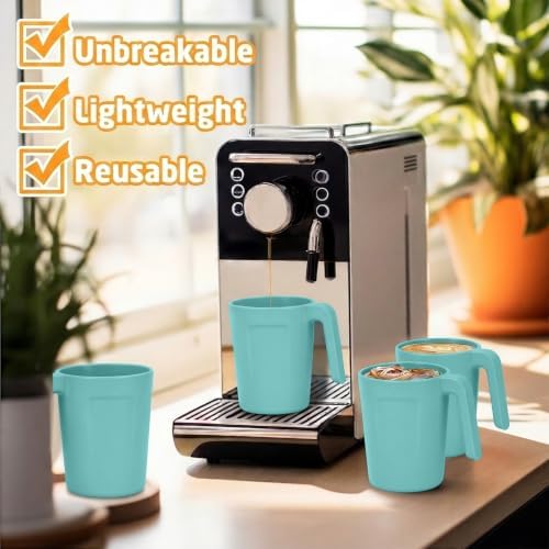 16 OZ Coffee Mug with Handle, Wheat Straw Cups Set of 6 - Green