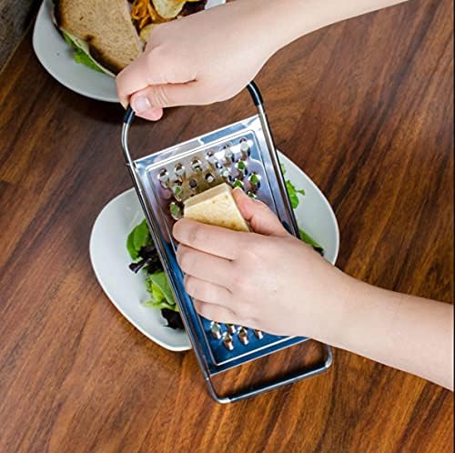 Metal Magery Stainless Steel Extra Course Handheld Non Slip Flat Grater Ideal for Vegetables, Cheese, Eggs