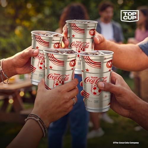 Top Cup Aluminum Party Cups, Coca Cola Soccer, 20oz, 20 Count