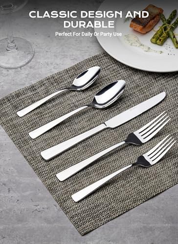 Silverware Set for 8, 45 Piece Stainless Steel Kitchen Utensils Cutlery Set