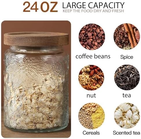 Vintage Glass Jar with Lid Airtight Candy Coffee Canister Food Storage Set