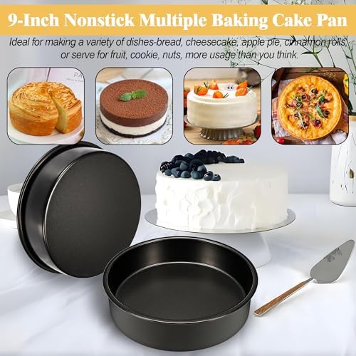 9 Inch Round Cake Pan, 2PCS Cake Pans 9 Inch Round with 60 Parchment Paper