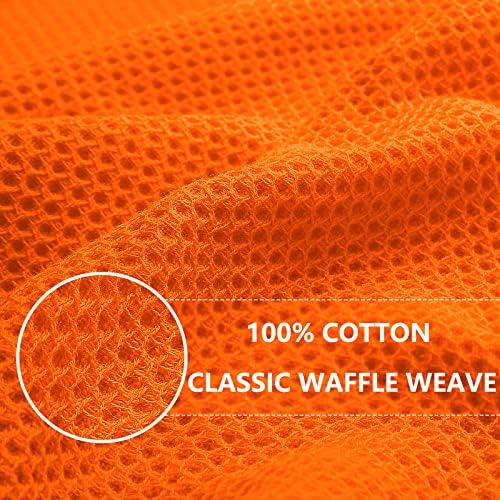 Homaxy 100% Cotton Waffle Weave Kitchen Dish Cloths 6-Pack, Orange