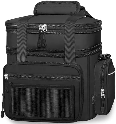 Expandable Lunch Box Men Insulated Double Deck Leakproof Cooler Bag