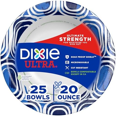 Dixie Ultra Large Paper Bowls 20oz, 25 CT