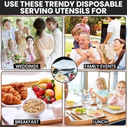8.5" Black Plastic Serving Spoons for Buffet, Bulk 144 Count, Heavy Duty Disposable Spoon, Large Plastic Serving Utensils for Catering Supplies, Events, Party, Weddings & More – C&S Event Supply Co.