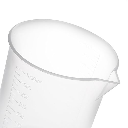 uxcell Measuring Cup 1000ml PP Plastic Graduated Beaker Transparent for Lab Kitchen Liquids 3pcs