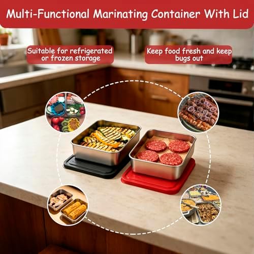Geesta 5-in-1 Grilling Prep & Serve Tays, Grill Carry System, Stainless Steel BBQ Serving Platter, Marinating Container with Lid & Cutting Board, Outdoor Cooking Grill Accessories, Grilling Gift