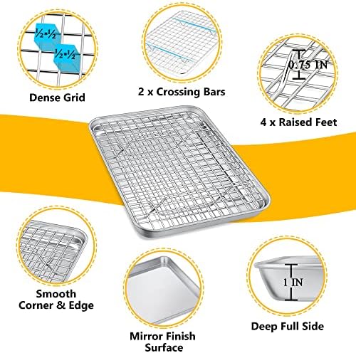 P&P CHEF 10.4 Inch Toaster Oven Pan Tray with Wire Rack, 2 PCS