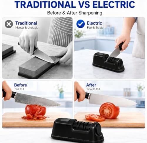 2-Stage Electric Knife Sharpener for Chef Knives, Black