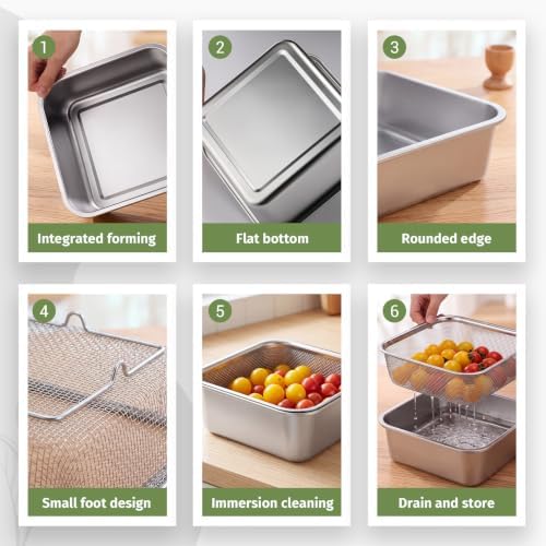 Baderke Mini Colander Strainer, 7.48 x 7.48 x 2.83 Inches, Square, 2 Pcs