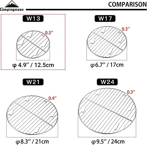 CAMPINGMOON φ4.9-inch Round Stainless Steel Cooking Grid Grill Fits for Backpacking Pocket Stove W13