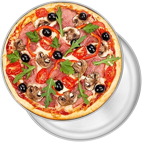 P&P CHEF Pizza Pan Set of 2, 12 Inch Stainless Steel Pizza Tray, Silver