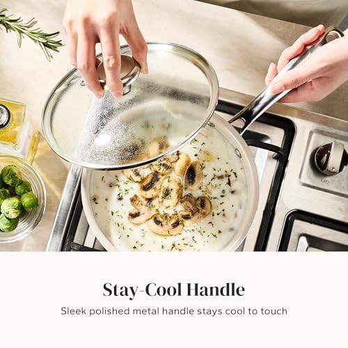 Redchef Saucepan & Frying Pan Set, 8" Ceramic Frying pan & 2.5Qt Saucepan with Lid, Cookware Set, Induction Compatible, Nontoxic PTFE PFOA Free, Oven & Dishwasher Safe, Blue