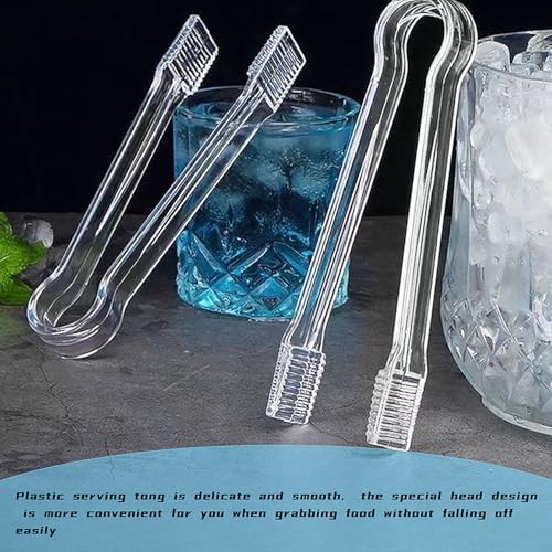 12 pieces 1 oz ladle Set Including 6 Pcs clear small gravy ladle and 6 Pcs Clear Plastic Tongs for Cocktail Whiskey Tea Party Candy Dessert Buffet