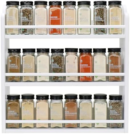 3-Tier Bamboo Spice Rack, Wall Mount & Countertop Spice Organizer