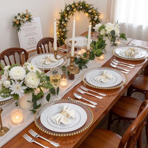 WDF 360 Pieces Silver Plastic Silverware- Disposable Flatware - Heavyweight Plastic Cutlery- Includes 120 Forks, 120 Spoons, 120 Knives for Christmas