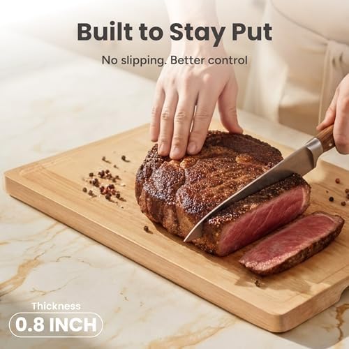 SMIRLY Cutting Boards for Kitchen, 3 Piece Birch Cutting Board with Stand