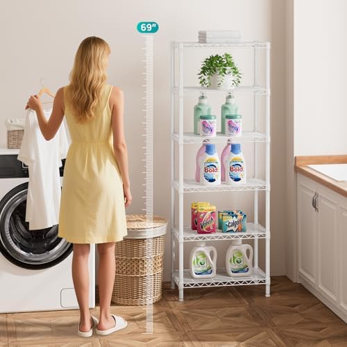 SINGAYE 6 Metal Shelves Wire Shelving Storage Shelf Adjustable Unit Pantry